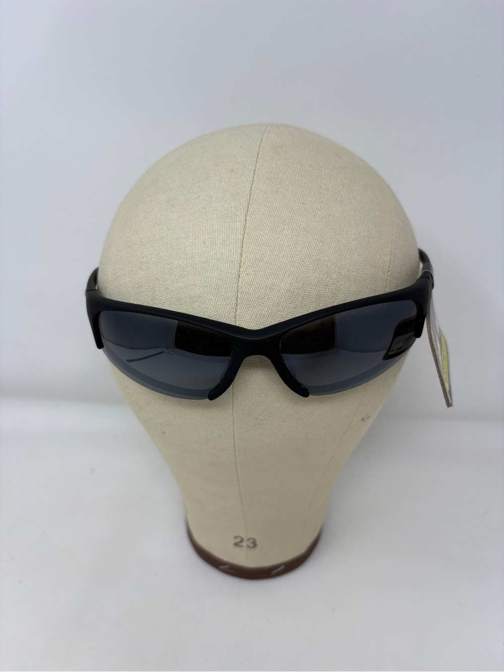 IRONMAN Black Wrap-around Sunglasses Smoke Lenses Silver Accents Foster Grant
